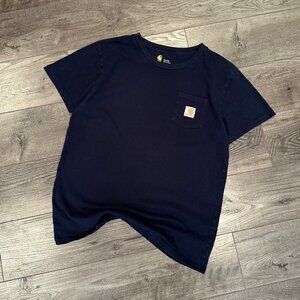 Vintage Carhartt Navy Blue Pocket T-Shirt - Size Youth/Boys XL